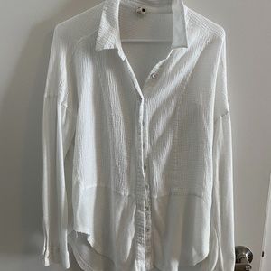 Free People White Button Up Blouse
